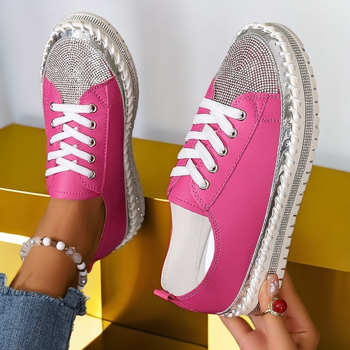 Vanjska trgovina plus size Ručno šivane ležerne jednoslojne cipele Ženske europske i američke nove cipele s dijamantima i debelim potplatom, moderne mokasine za sve potrebe