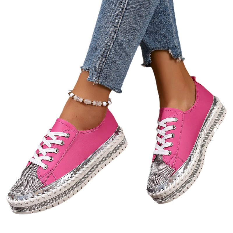 Vanjska trgovina plus size Ručno šivane ležerne jednoslojne cipele Ženske europske i američke nove cipele s dijamantima i debelim potplatom, moderne mokasine za sve potrebe