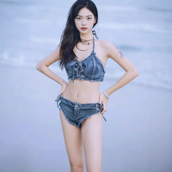 Európske a americké sexy horúce dievčatá, traky, popruh, horúce nohavice, džínsové nočné klubové obleky, zvádzanie dámskych bikín, plavky, fotografia