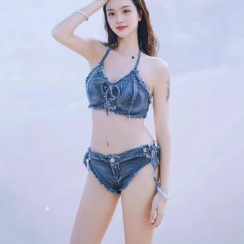 Európske a americké sexy horúce dievčatá, traky, popruh, horúce nohavice, džínsové nočné klubové obleky, zvádzanie dámskych bikín, plavky, fotografia