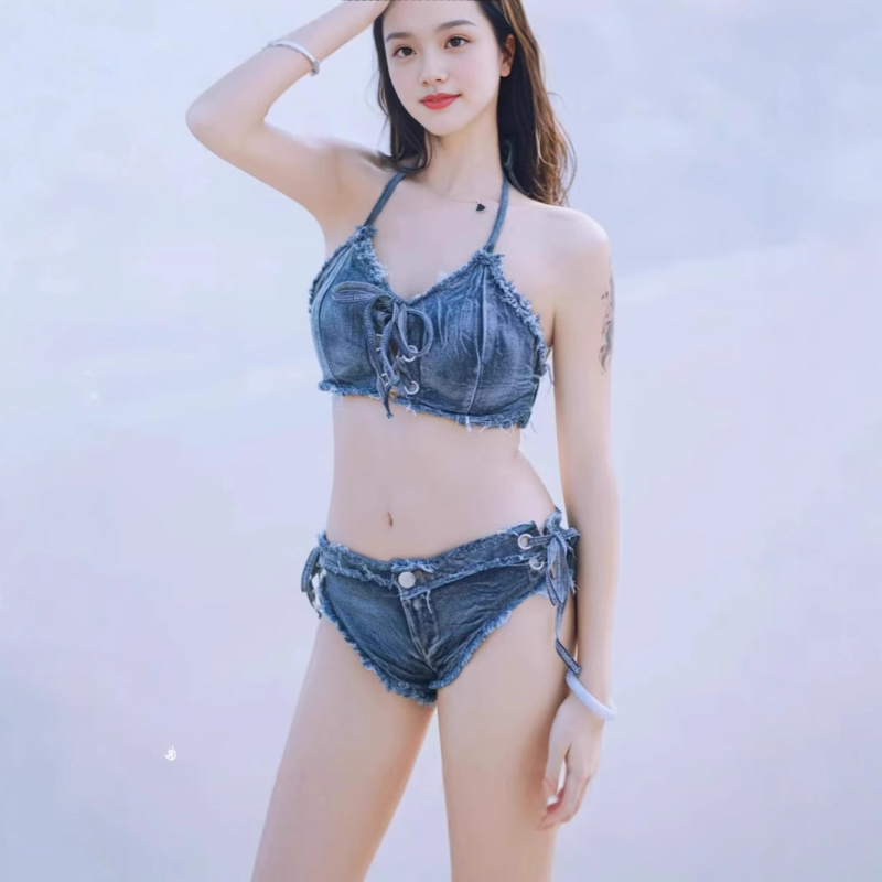 Európske a americké sexy horúce dievčatá, traky, popruh, horúce nohavice, džínsové nočné klubové obleky, zvádzanie dámskych bikín, plavky, fotografia