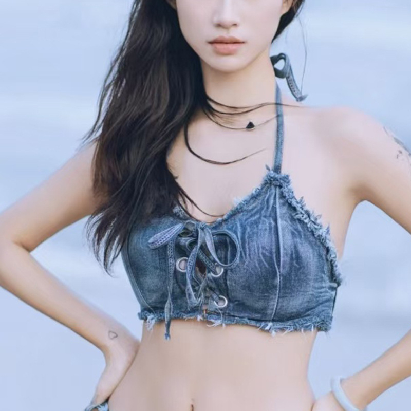 Európske a americké sexy horúce dievčatá, traky, popruh, horúce nohavice, džínsové nočné klubové obleky, zvádzanie dámskych bikín, plavky, fotografia