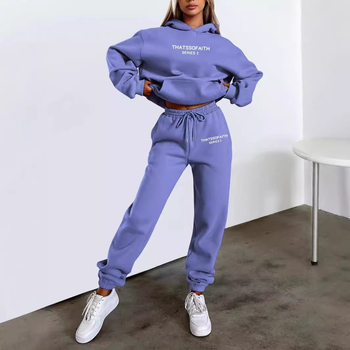 Διασυνοριακό Ευρωπαϊκό και Αμερικανικό Amazon Δημοφιλές Γυναικείο Φούτερ με Κουκούλα και Στάμπα με Γράμματα, Μοντέρνο, Casual, Φλις Παντελόνι