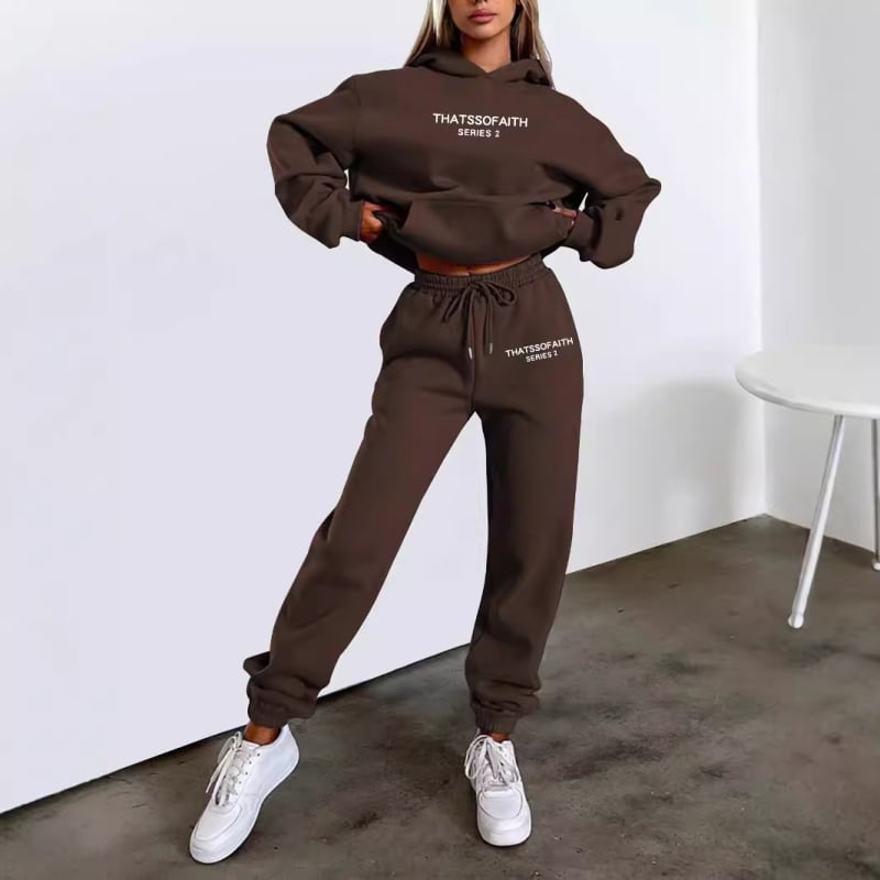 Transfrontaliere europene și americane Amazon populare femei scrisoare imprimat hanorac cu glugă la modă casual fleece pantaloni costum