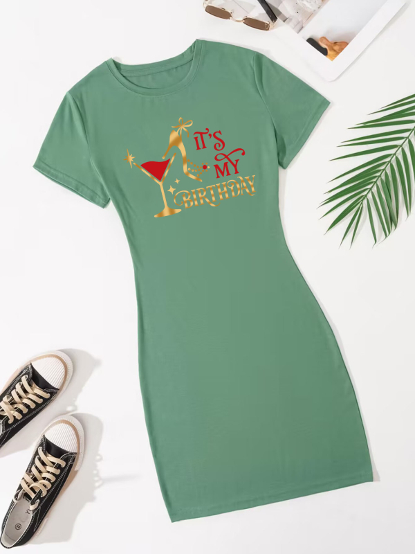 na zalihi želja eaby Amazon vanjska trgovina europski i američki ženski ROĐENDAN tiskani labavi kombinezon kratkih rukava okruglog izreza