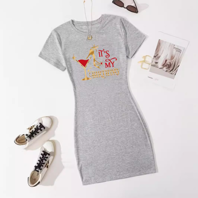 na zalihi želja eaby Amazon vanjska trgovina europski i američki ženski ROĐENDAN tiskani labavi kombinezon kratkih rukava okruglog izreza