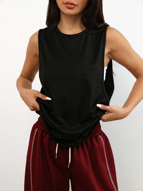 D1058 Euroopa ja Ameerika piiriülene naiste ühevärviline vabaaja mood mugav treeningvest käeauguga