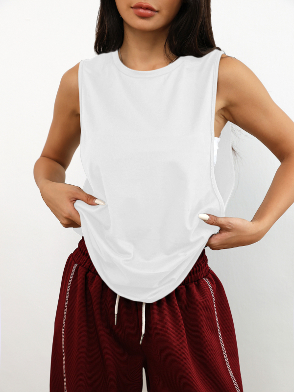 D1058 Euroopa ja Ameerika piiriülene naiste ühevärviline vabaaja mood mugav treeningvest käeauguga