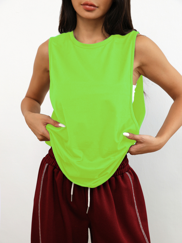 D1058 Euroopa ja Ameerika piiriülene naiste ühevärviline vabaaja mood mugav treeningvest käeauguga