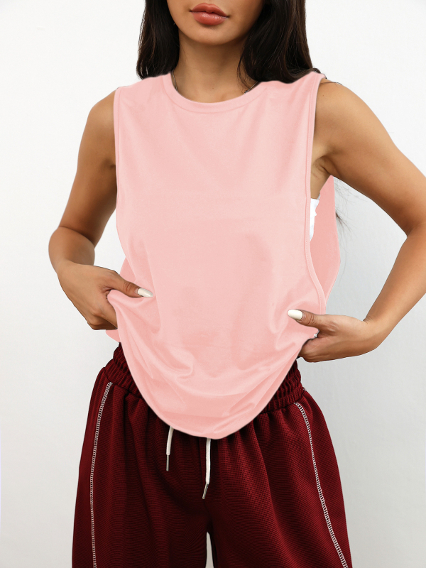 D1058 Euroopa ja Ameerika piiriülene naiste ühevärviline vabaaja mood mugav treeningvest käeauguga