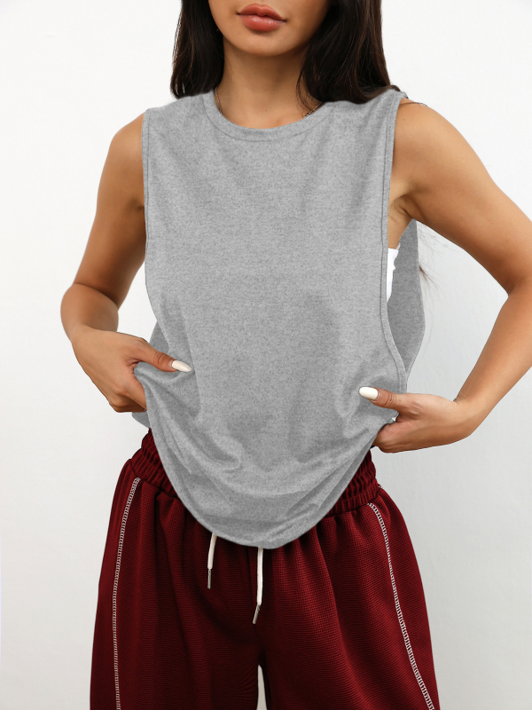 D1058 Euroopa ja Ameerika piiriülene naiste ühevärviline vabaaja mood mugav treeningvest käeauguga