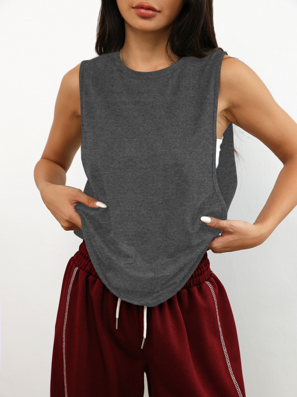 D1058 Euroopa ja Ameerika piiriülene naiste ühevärviline vabaaja mood mugav treeningvest käeauguga