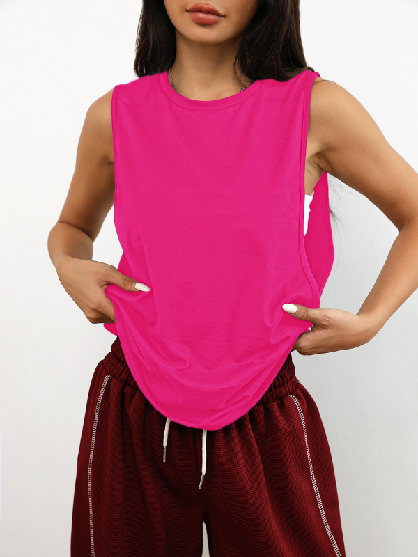 D1058 Euroopa ja Ameerika piiriülene naiste ühevärviline vabaaja mood mugav treeningvest käeauguga