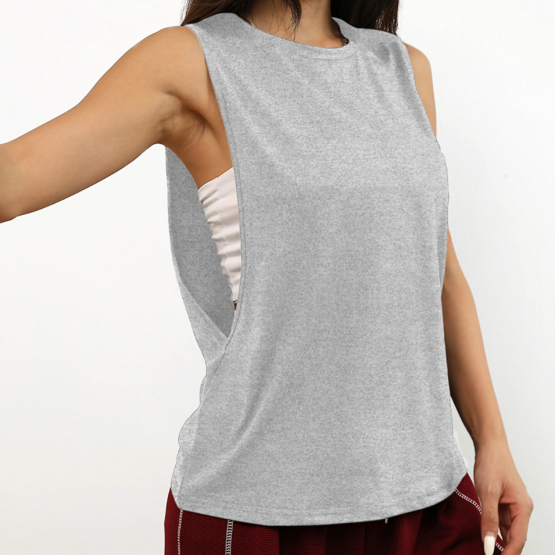 D1058 Euroopa ja Ameerika piiriülene naiste ühevärviline vabaaja mood mugav treeningvest käeauguga