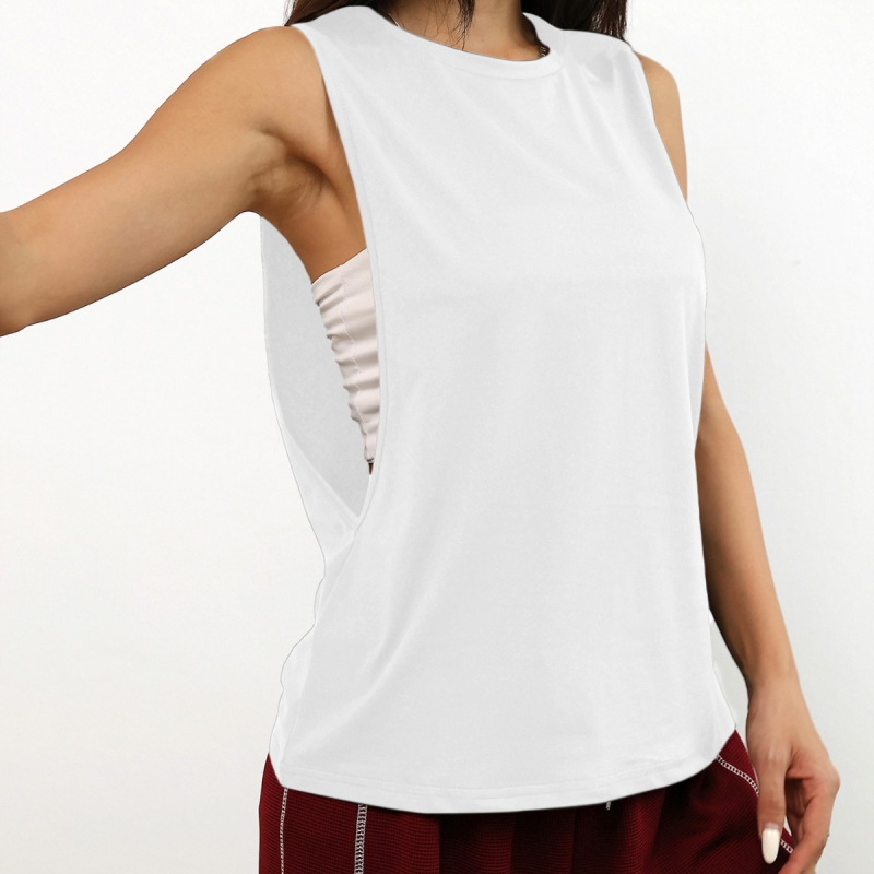 D1058 Euroopa ja Ameerika piiriülene naiste ühevärviline vabaaja mood mugav treeningvest käeauguga