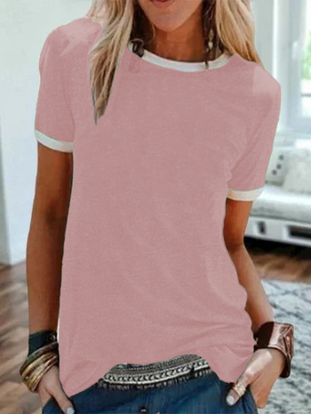 2024. Jednobojni službeni pulover sa slikom, ravni okrugli izrez, kratki rukavi, urbana ležerna osnovna košulja, majica kratkih rukava