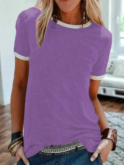 2024. Jednobojni službeni pulover sa slikom, ravni okrugli izrez, kratki rukavi, urbana ležerna osnovna košulja, majica kratkih rukava