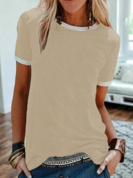 2024. Jednobojni službeni pulover sa slikom, ravni okrugli izrez, kratki rukavi, urbana ležerna osnovna košulja, majica kratkih rukava