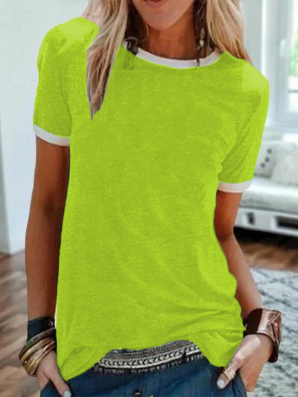 2024. Jednobojni službeni pulover sa slikom, ravni okrugli izrez, kratki rukavi, urbana ležerna osnovna košulja, majica kratkih rukava