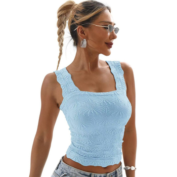 2025 m. Europos ir Amerikos vasaros moteriški viršutiniai drabužiai, klostyti liekninantys, kvadratinės apykaklės sportiniai jogos liemenės, tarpvalstybinė didmeninė prekyba