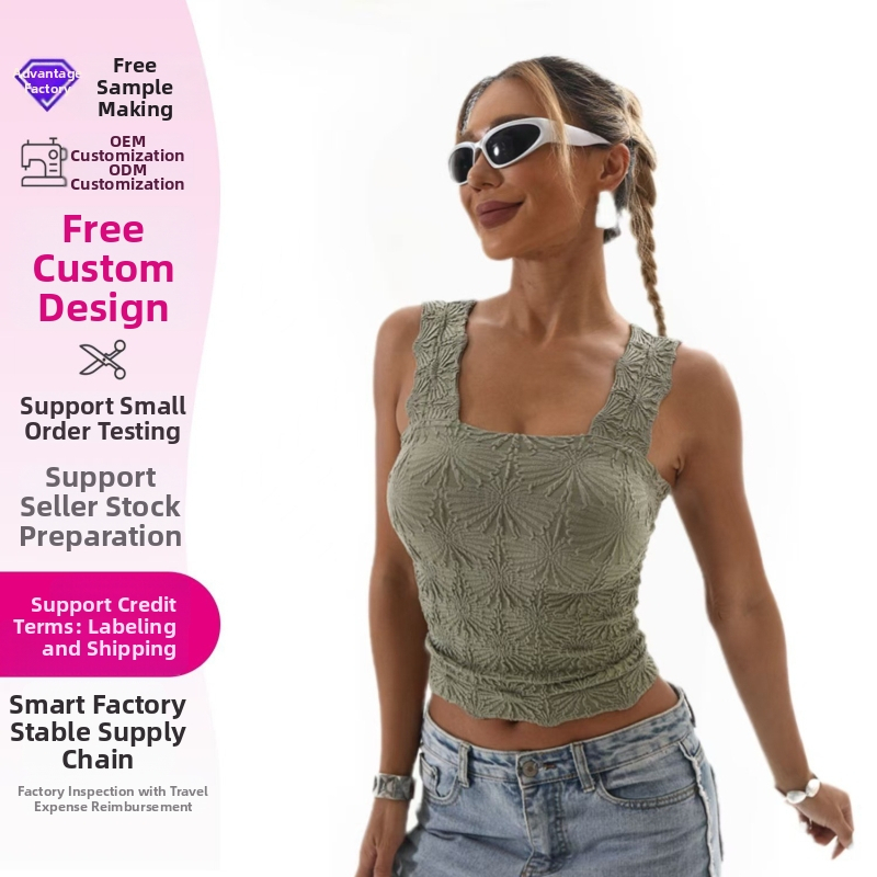 Ευρωπαϊκό και αμερικανικό καλοκαιρινό 2025 γυναικείο εξωτερικό ρούχο με πτυχωτή εμφάνιση αδυνατίσματος με τετράγωνο κολάρο, αθλητικό γιόγκα, διασυνοριακό χονδρικό εμπόριο