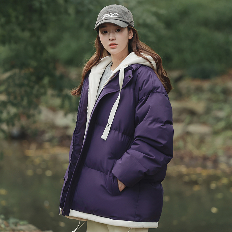 Talvised uued meeste ja naiste Hongkongi stiilis Tide kaubamärgi puuvillast polsterdatud riided noorpaarile, moodne vabaaja soe kapuutsiga jope