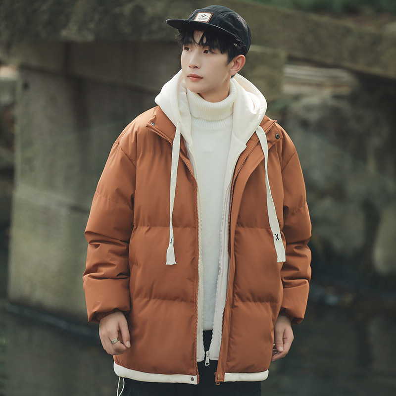 Talvised uued meeste ja naiste Hongkongi stiilis Tide kaubamärgi puuvillast polsterdatud riided noorpaarile, moodne vabaaja soe kapuutsiga jope