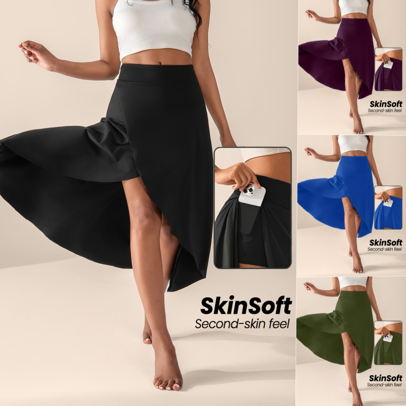 Amazon európai és amerikai határokon átnyúló új divatos, szabálytalan, hasított, egyszínű szoknya női táncos sport jóga szoknya