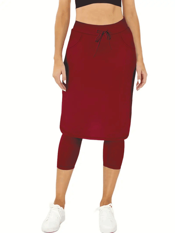 Uus toode Amazon AliExpressi väliskaubanduse naiste pingutusnööriga püksid, seelik, puusa pingul vöökoht, keha spordirinnahoidja seelikud