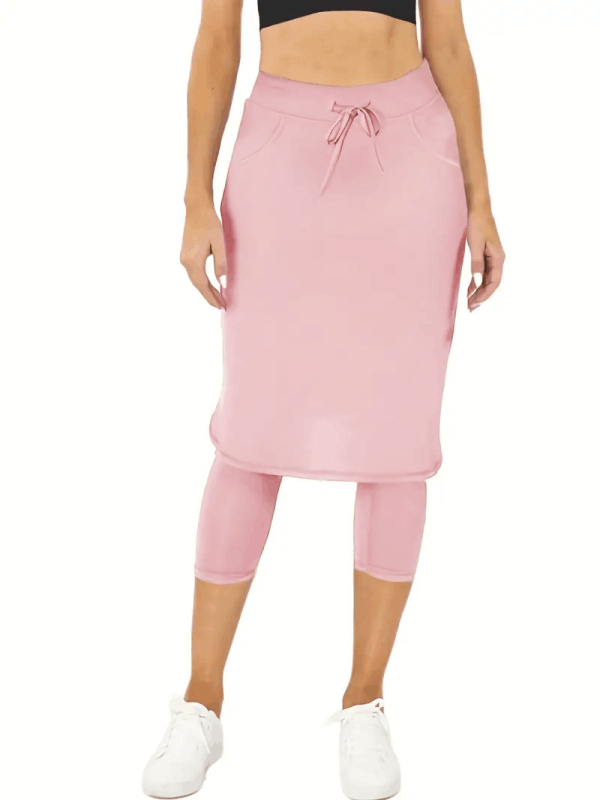 Uus toode Amazon AliExpressi väliskaubanduse naiste pingutusnööriga püksid, seelik, puusa pingul vöökoht, keha spordirinnahoidja seelikud