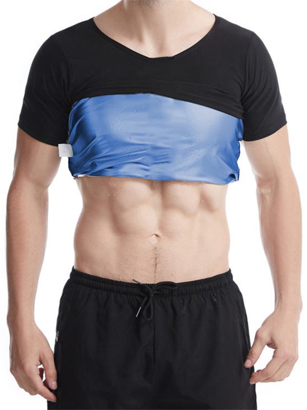 Pliusinio dydžio europietiškas ir amerikietiškas tarpvalstybinis prakaito kostiumas sportui, fitnesui, „Amazon“ vyriškas/moteriškas pilvo korsetas, juosmens prakaito korsetas trumpomis rankovėmis