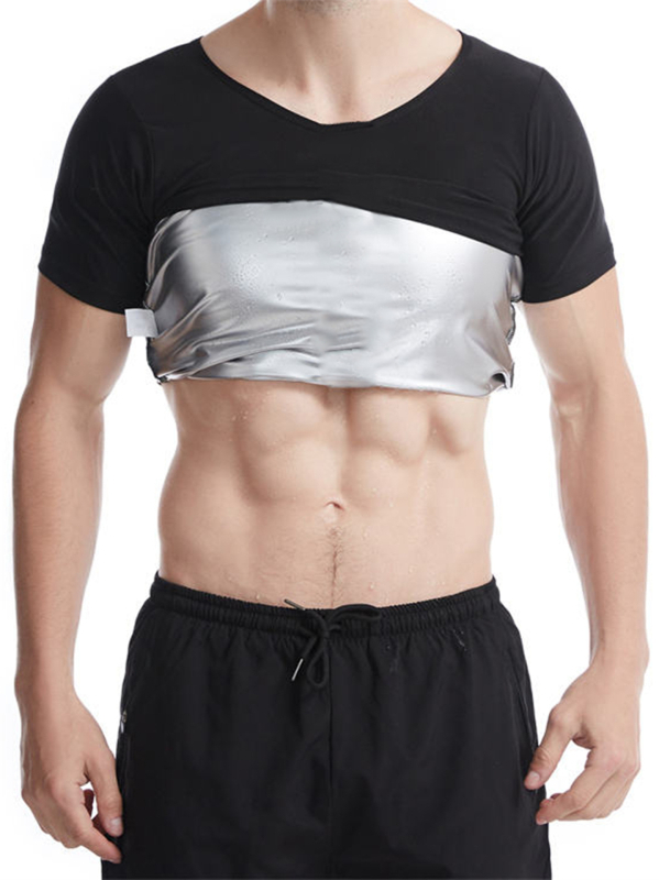 Pliusinio dydžio europietiškas ir amerikietiškas tarpvalstybinis prakaito kostiumas sportui, fitnesui, „Amazon“ vyriškas/moteriškas pilvo korsetas, juosmens prakaito korsetas trumpomis rankovėmis