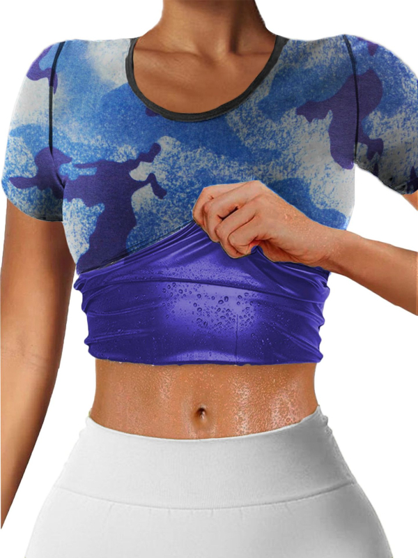 Pliusinio dydžio europietiškas ir amerikietiškas tarpvalstybinis prakaito kostiumas sportui, fitnesui, „Amazon“ vyriškas/moteriškas pilvo korsetas, juosmens prakaito korsetas trumpomis rankovėmis