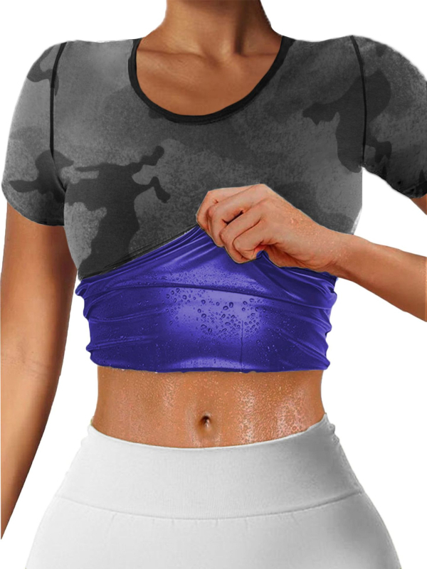 Pliusinio dydžio europietiškas ir amerikietiškas tarpvalstybinis prakaito kostiumas sportui, fitnesui, „Amazon“ vyriškas/moteriškas pilvo korsetas, juosmens prakaito korsetas trumpomis rankovėmis