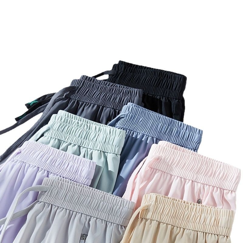 Летни нови спортни ежедневни панталони за двойки, свободни дишащи прави крачоли, бързосъхнещи, от найлон с висока еластичност и дъга