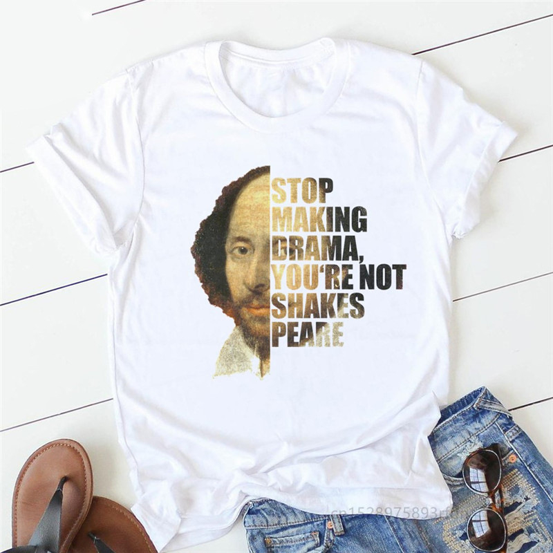 Ženska majica kratkih rukava s okruglim izrezom i uzorkom Shakespeareove drame, s prekograničnom željom/ebayem, kratkih rukava, za vanjsku trgovinu