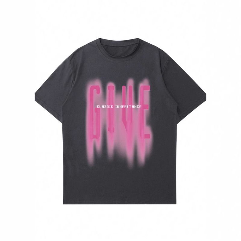 Tarpvalstybinės prekybos rožiniai pūkuoto rašto marškinėliai vyriški moteriški hiphopo marškinėliai trumpomis rankovėmis medvilniniai marškinėliai viršutiniai