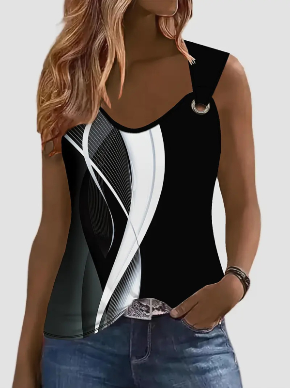 Ženski europski i američki ljetni 2024., novi jednostavni, široki, udobni, ležerni, modni prsluk s parnom kopčom, WN23