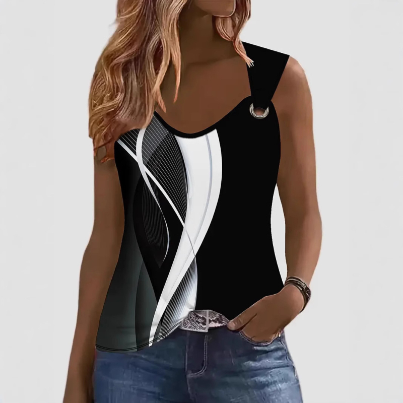 Ženski europski i američki ljetni 2024., novi jednostavni, široki, udobni, ležerni, modni prsluk s parnom kopčom, WN23