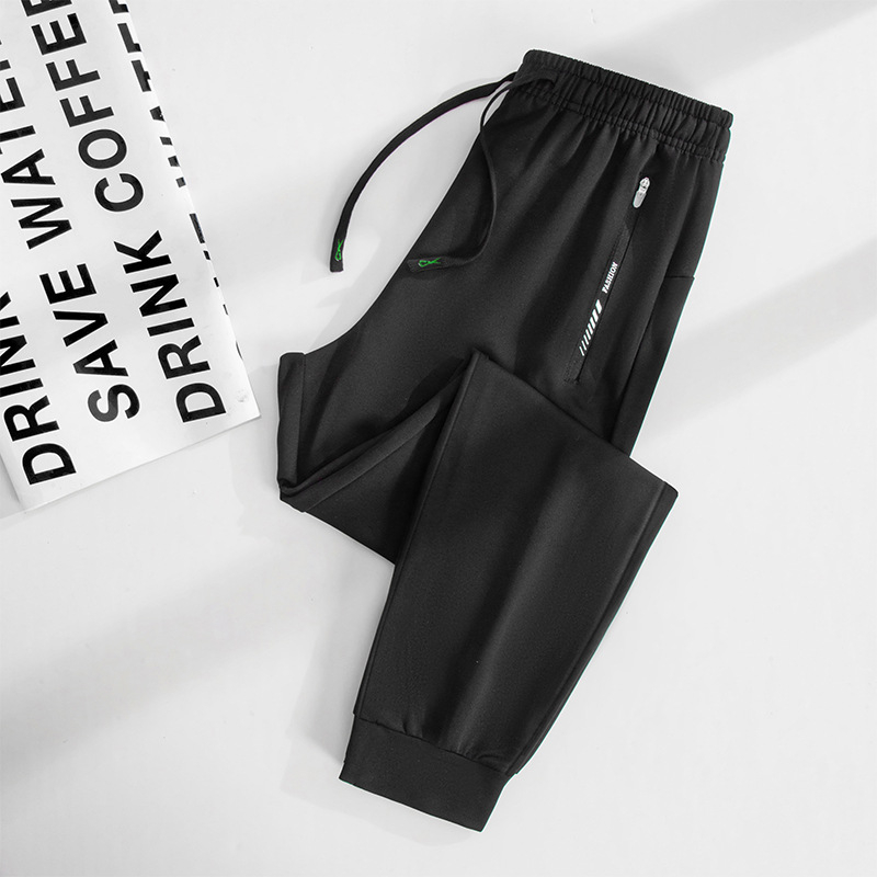 Meeste kevad- ja sügispluss-suuruses lahtised dressipüksid, kõrge vöökohaga, vabaaja püksid