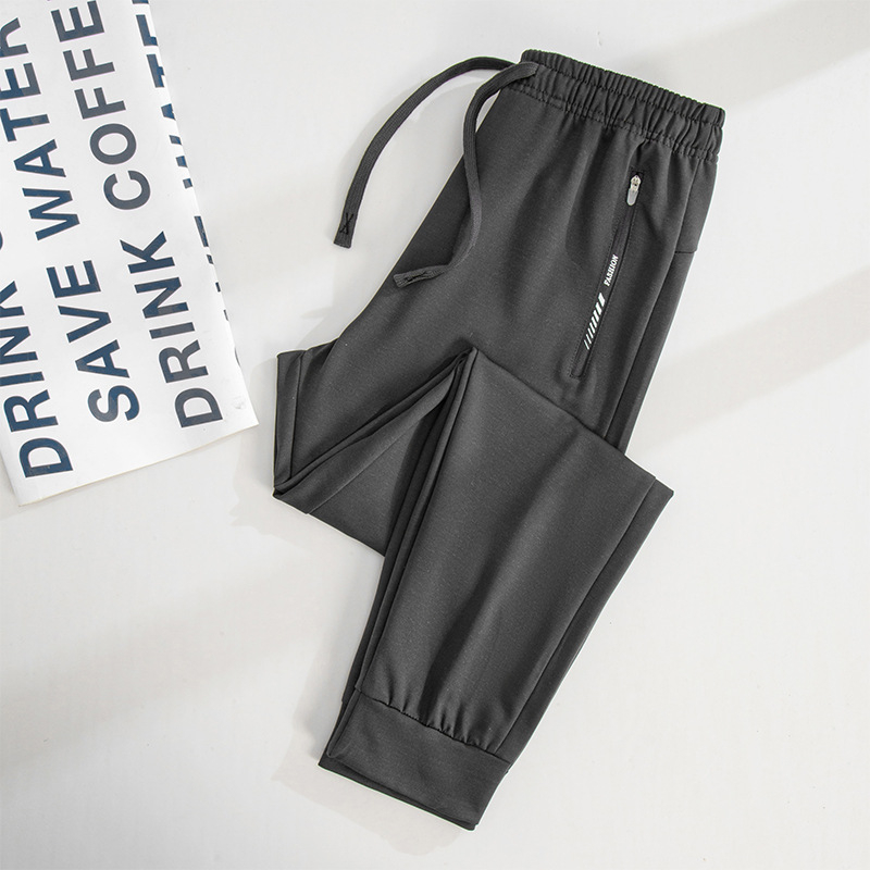 Meeste kevad- ja sügispluss-suuruses lahtised dressipüksid, kõrge vöökohaga, vabaaja püksid