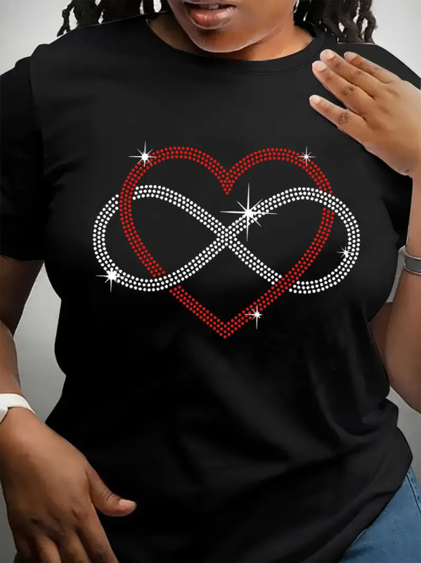 Prekogranični TEMU Besplatna dostava Ženski top kratkih rukava Amazon AliExpress Shrimp Skin Europski i američki Valentinovo Ljubavni okrugli izrez Ženski top