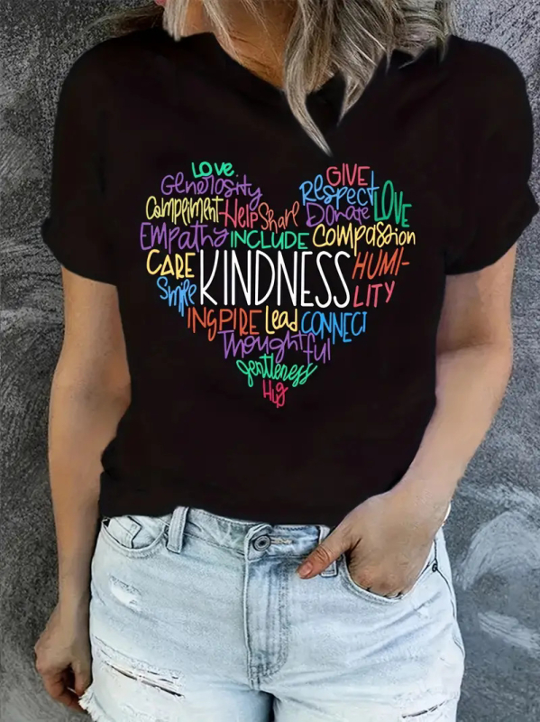 Prekogranični TEMU Besplatna dostava Ženski top kratkih rukava Amazon AliExpress Shrimp Skin Europski i američki Valentinovo Ljubavni okrugli izrez Ženski top