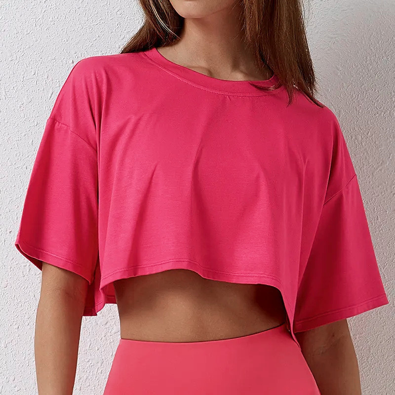 Prekogranična vanjska trgovina Europa i Sjedinjene Države ljetna nova jednobojna okrugla vratna majica Amazon za slobodno vrijeme, sportska kratka majica kratkih rukava za žene