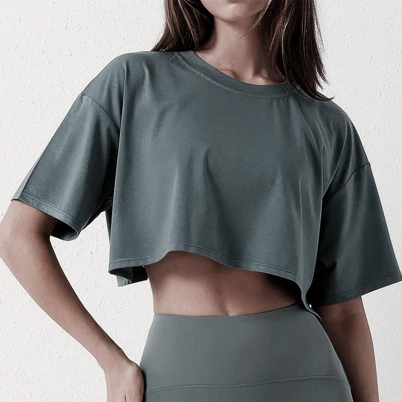 Prekogranična vanjska trgovina Europa i Sjedinjene Države ljetna nova jednobojna okrugla vratna majica Amazon za slobodno vrijeme, sportska kratka majica kratkih rukava za žene