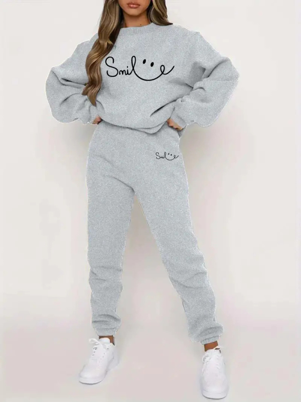 Džemper s dugim rukavima i tiskom slova, odijelo za jesen i zimu, novo europsko i američko modno ležerno žensko odijelo WE-WL1