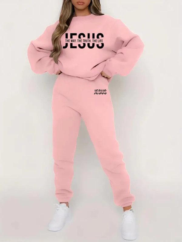 Džemper s dugim rukavima i tiskom slova, odijelo za jesen i zimu, novo europsko i američko modno ležerno žensko odijelo WE-WL1