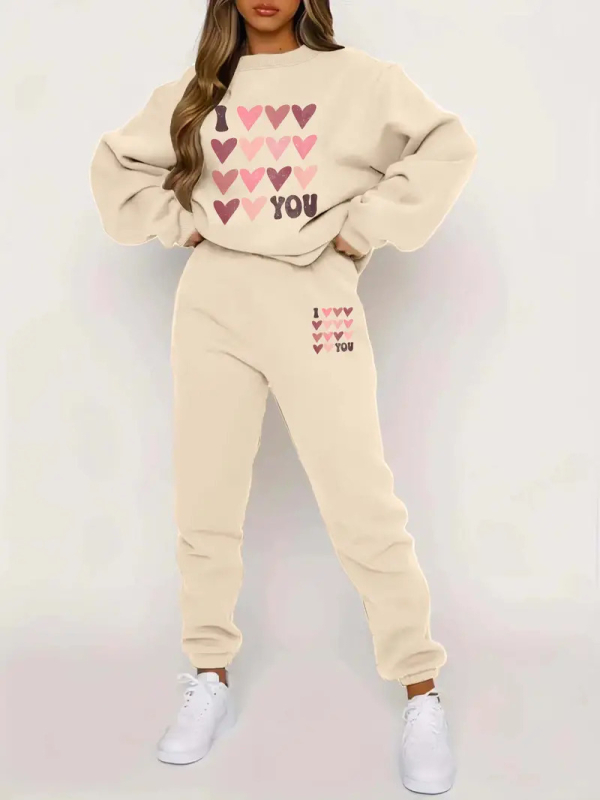 Džemper s dugim rukavima i tiskom slova, odijelo za jesen i zimu, novo europsko i američko modno ležerno žensko odijelo WE-WL1