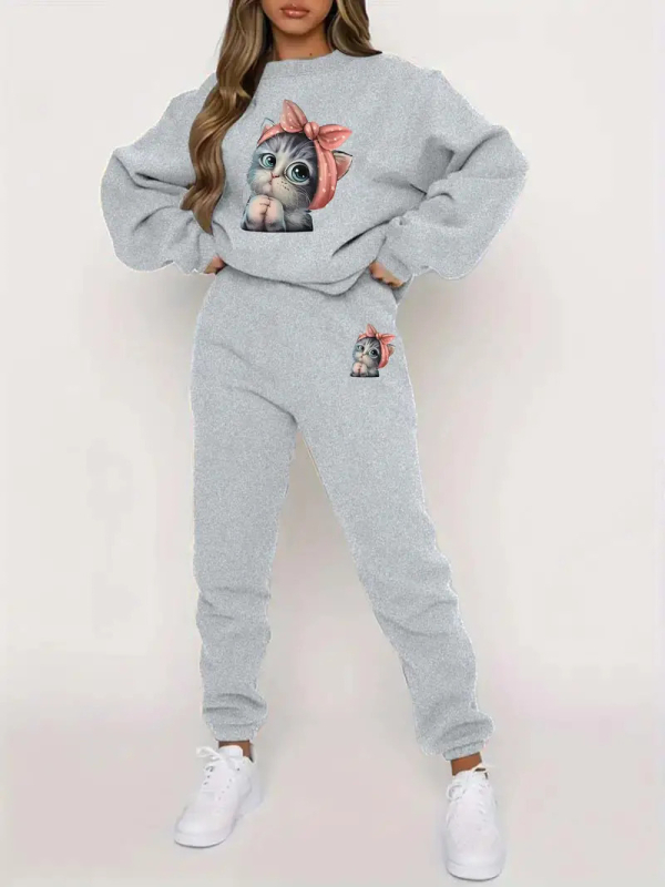 Džemper s dugim rukavima i tiskom slova, odijelo za jesen i zimu, novo europsko i američko modno ležerno žensko odijelo WE-WL1