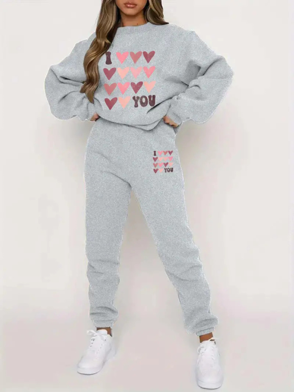 Džemper s dugim rukavima i tiskom slova, odijelo za jesen i zimu, novo europsko i američko modno ležerno žensko odijelo WE-WL1